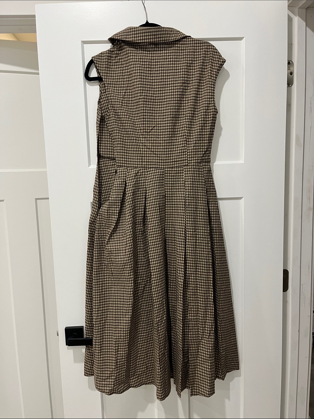 Rihoas NWT Brown Plaid Button Down Pleated Midi Dress S - Picture 7 of 14